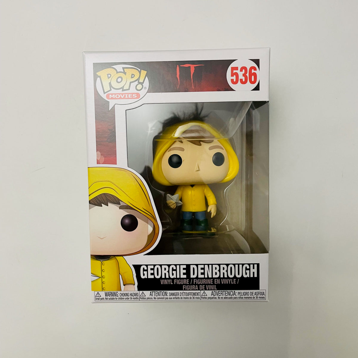 POP Stephen King's It - Georgie Denbrough con Boat Funko Figura de vinilo (paquete con funda protectora de caja compatible), multicolor, 3.75 pulgadas