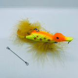 3D paddle leg duck lure with back and belly treble hook / fire duck / 4” 1.1oz