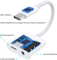 Usb type c to 3.5mm splitter charger cable - compatible with Samsung and more
