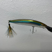 Custom Tail Pencil Popper Hard Jerk Bait Fishing Lure - 0.6oz 6” Gold