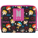 BTS Band with Hearts All Over Print Mini-Backpack, Wallet & pin set