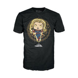 Captain Marvel Diamond Glitter Pop! Vinyl Figure with Black Adult Pop! T-Shirt - M