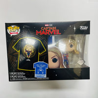 Captain Marvel Diamond Glitter Pop! Vinyl Figure with Black Adult Pop! T-Shirt - M