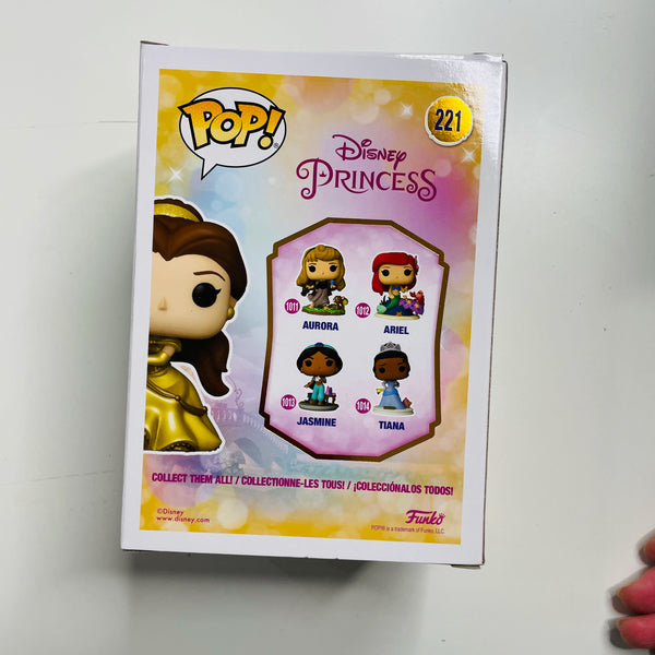 Funko Pop! Disney Ultimate Princess #221: Belle (Gold) with Pin & Prot –  Yummy Boutique