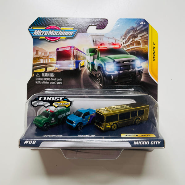 Micro Machines Starter Pack - Micro city chase - Gold Bus ( ultra rare )