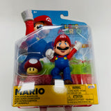 World of Nintendo Super Mario 4-Inch Figures - Mario with Power Up Mushroom