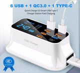 6 USB+1 QC3.0+1 USB Charger Quick Charger 3.0 Desktop Led Display station Phone Tablet Fast Charging