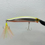 Custom Tail Pencil Popper Hard Jerk Bait Fishing Lure - 0.6oz 6” Gold