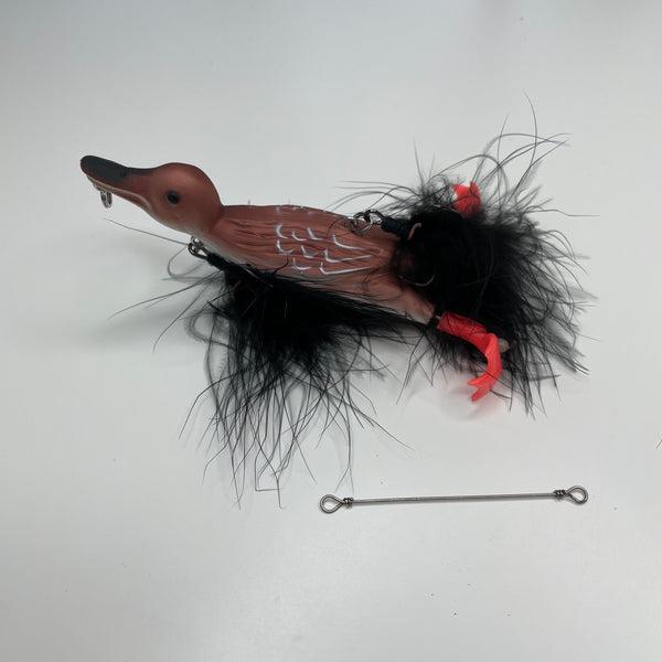 3D paddle leg duck lure with back and belly treble hook / Brown